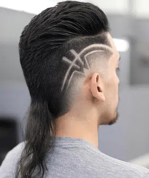 Mullet with Shaved Designs