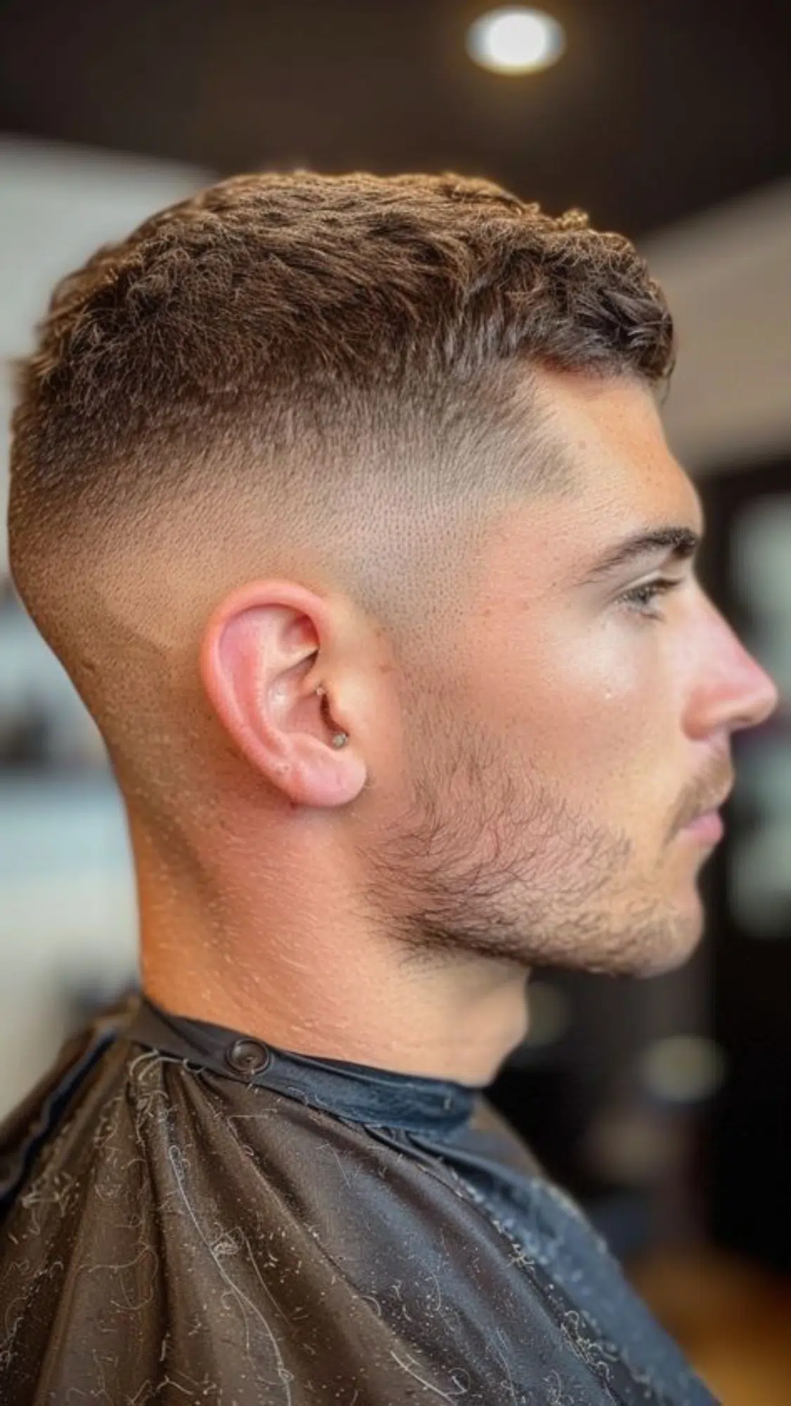 crew cut with side fade cut