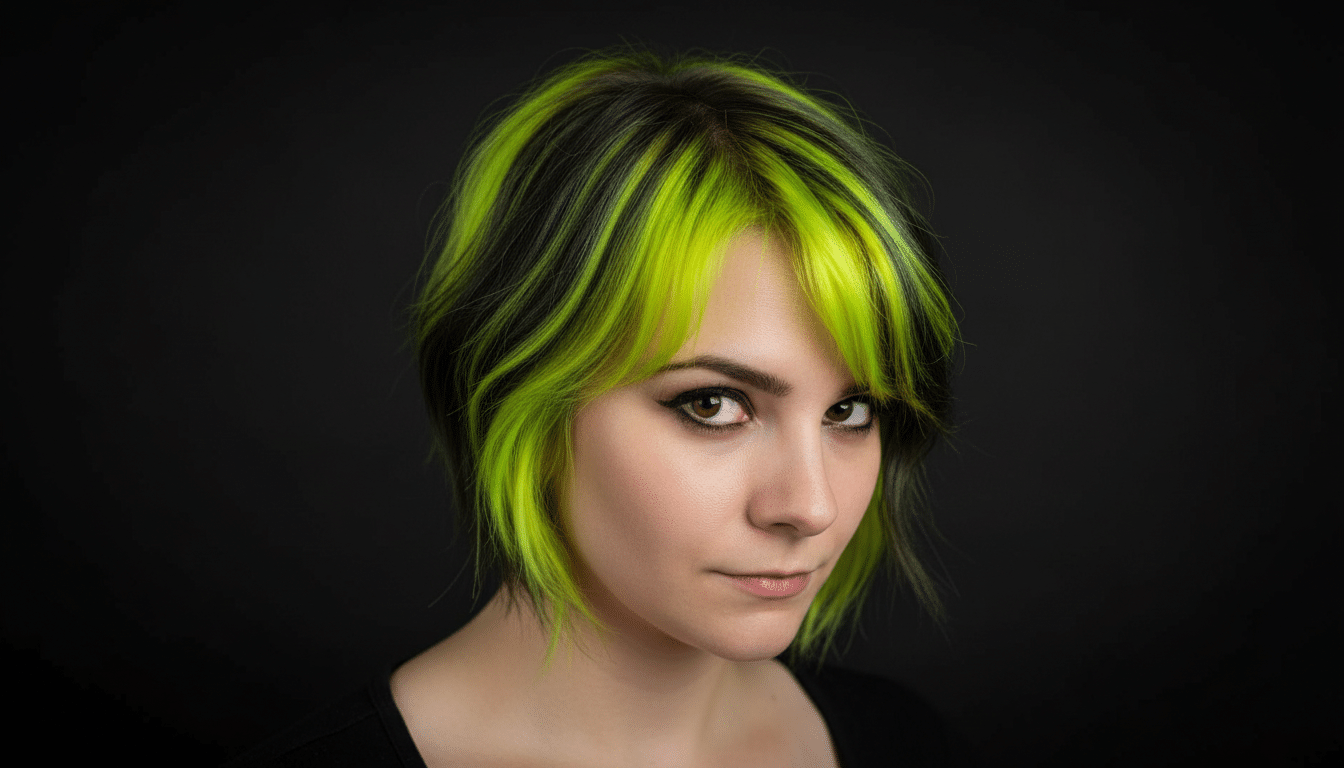 bold neon block for short hair