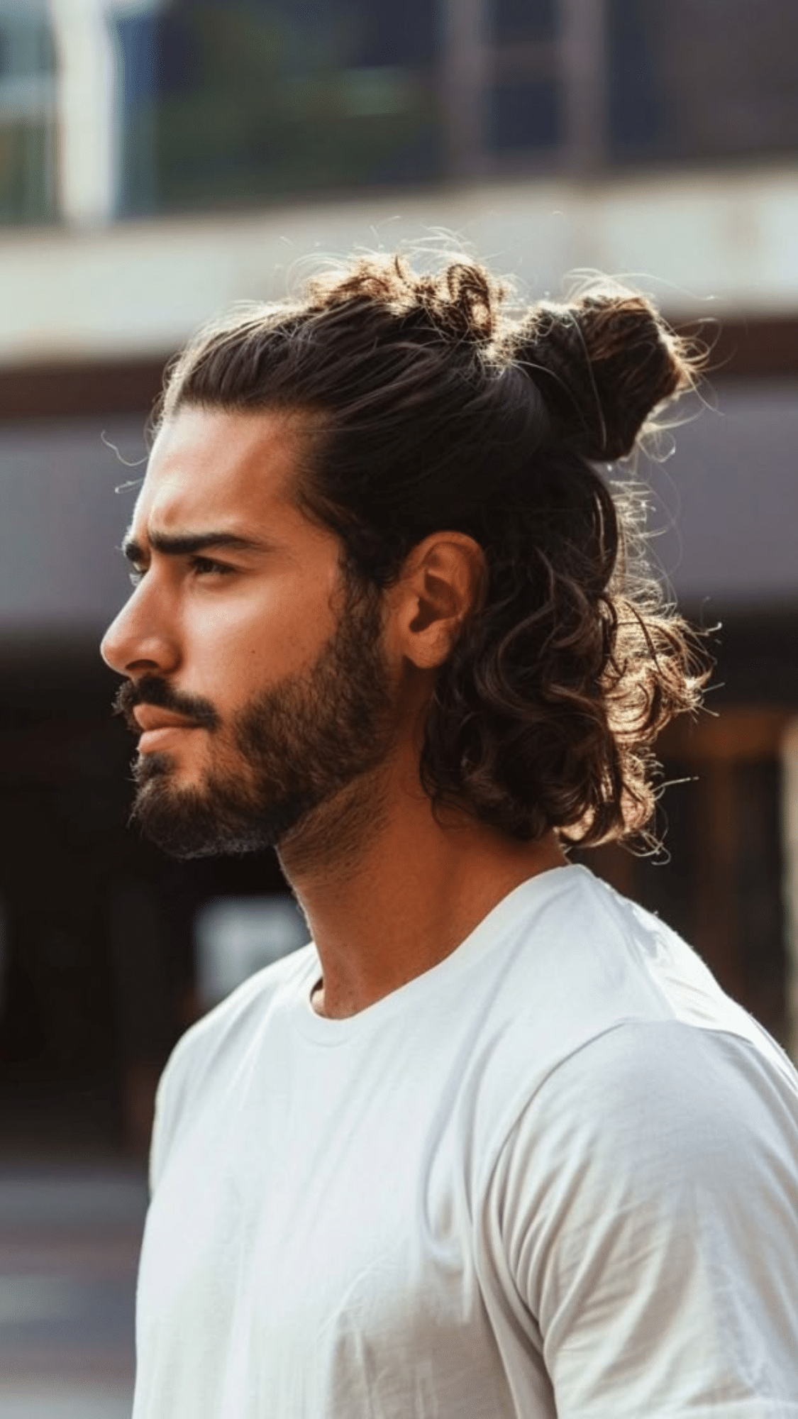 curly man bun