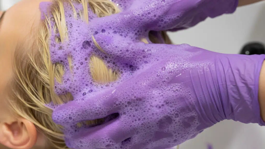 how long to leave in purple shampoo on yellow hair