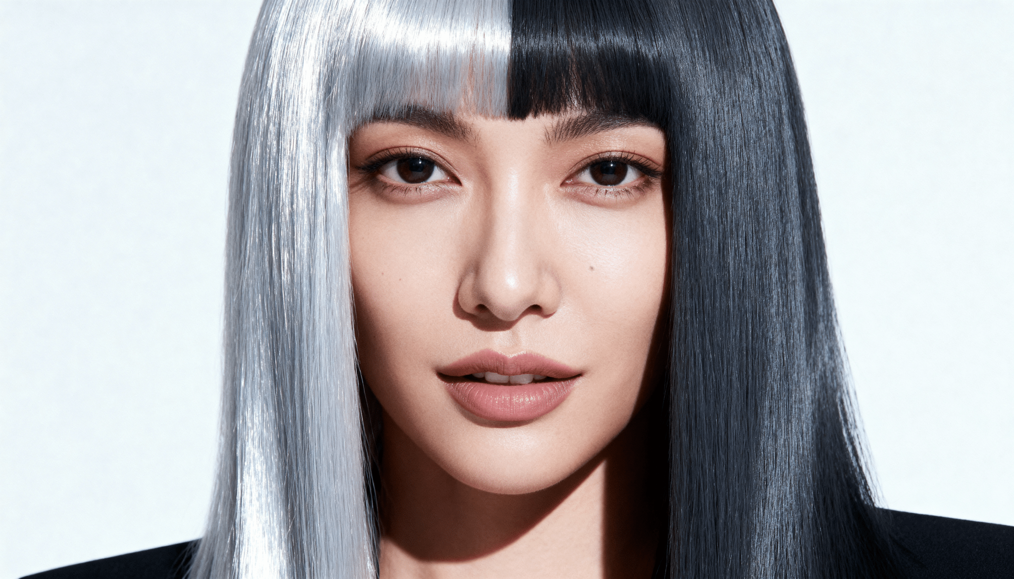 silver and charcoal split dye