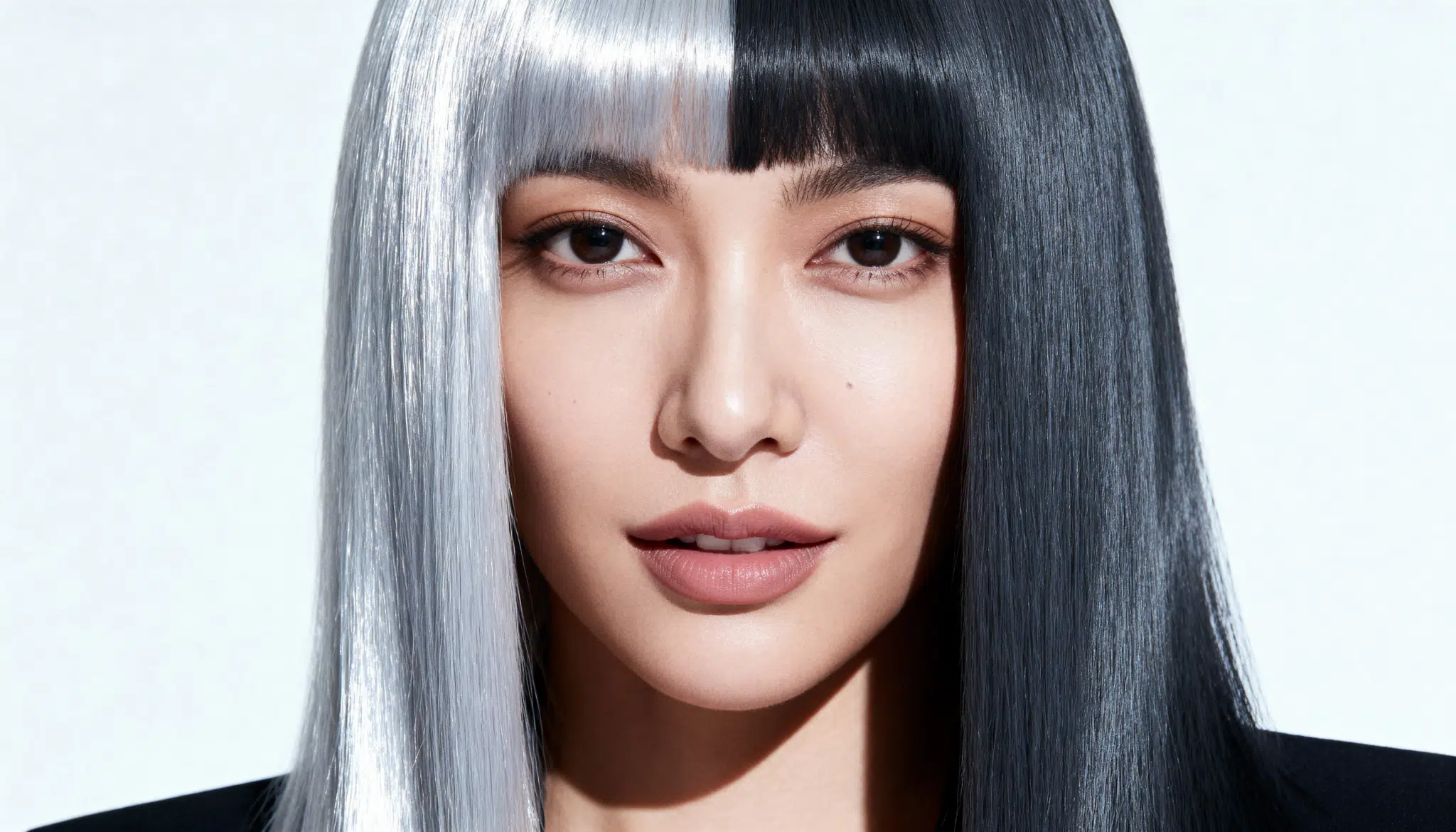 silver and charcoal split dye