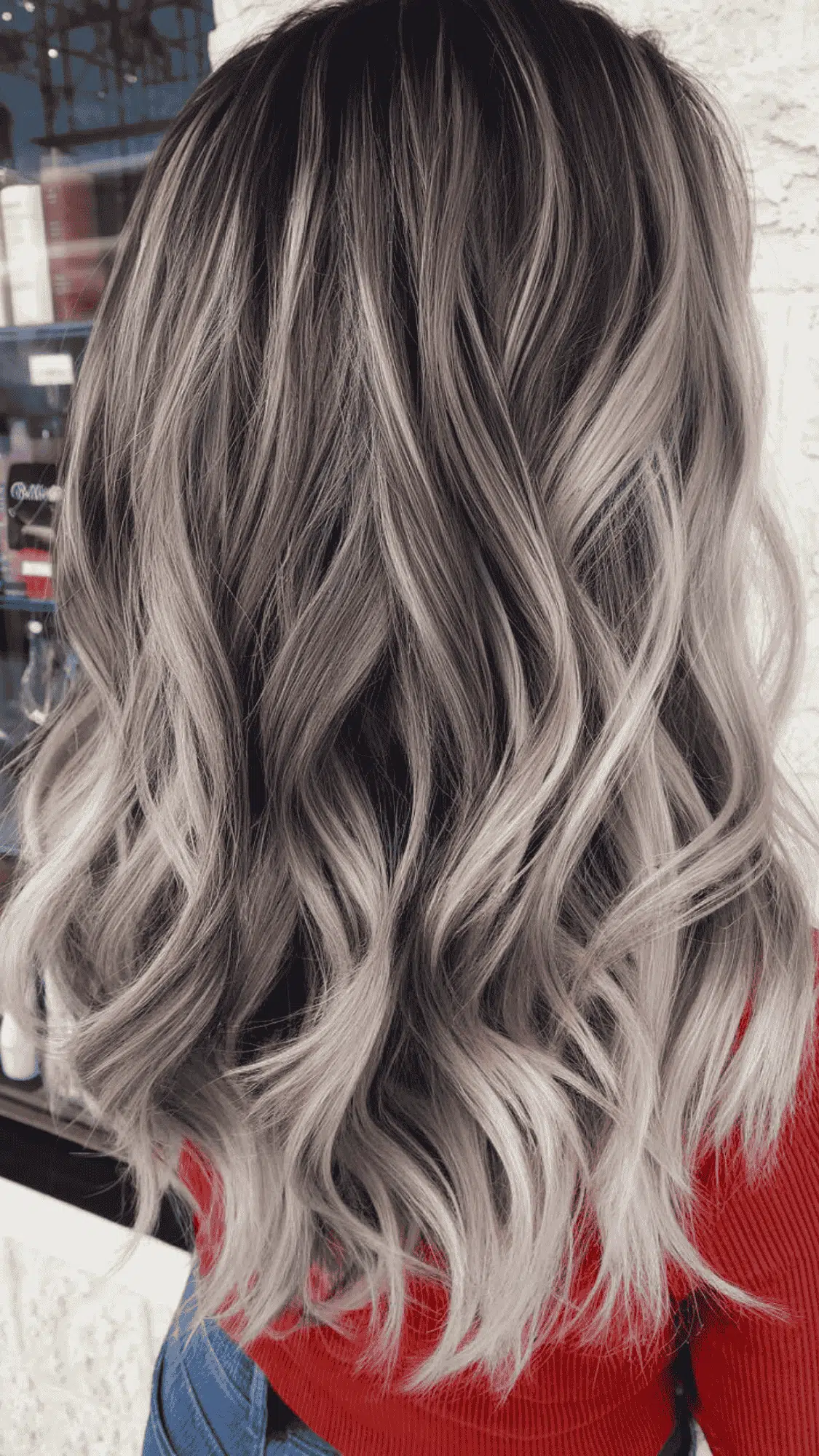 chestnut brown hair with smoky silver
