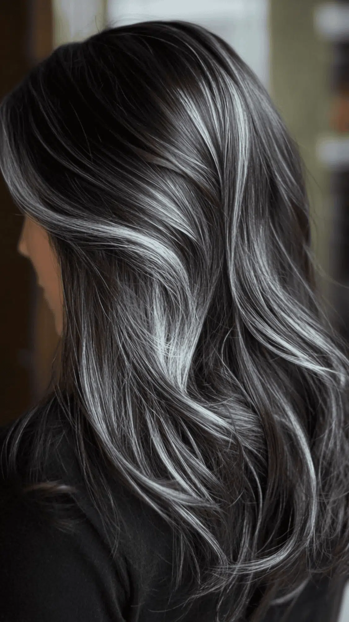 chocolate brown hair with platinum silver