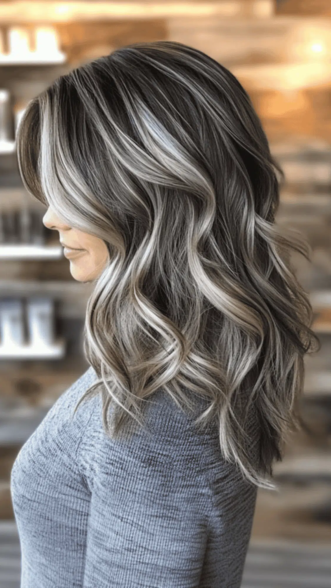 cool brown hair with moonlight silver