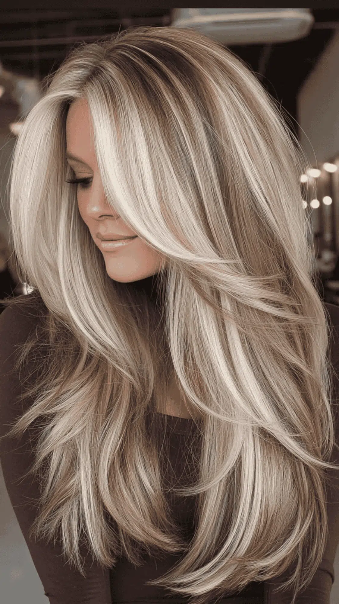 damaged brown hair with conservative silver