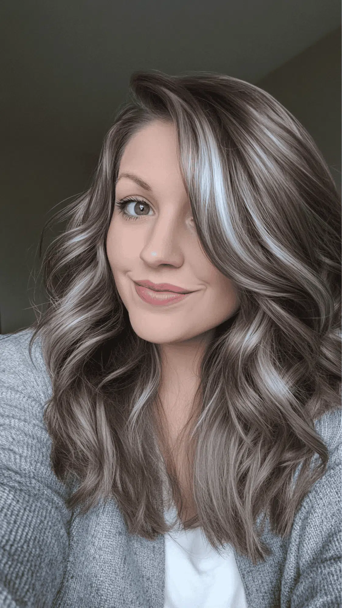 light brown hair with icy silver