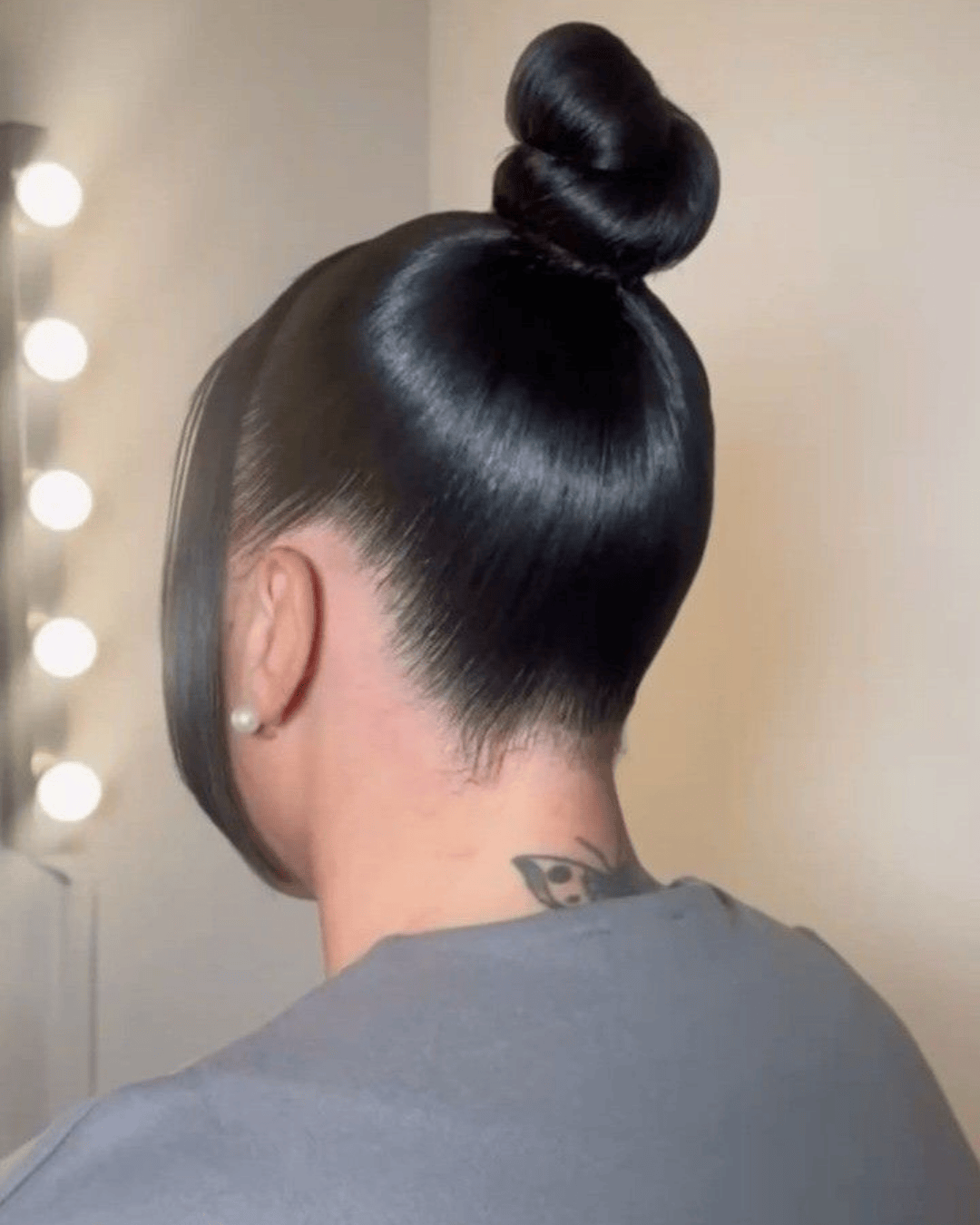 greasy hairstyle top knot