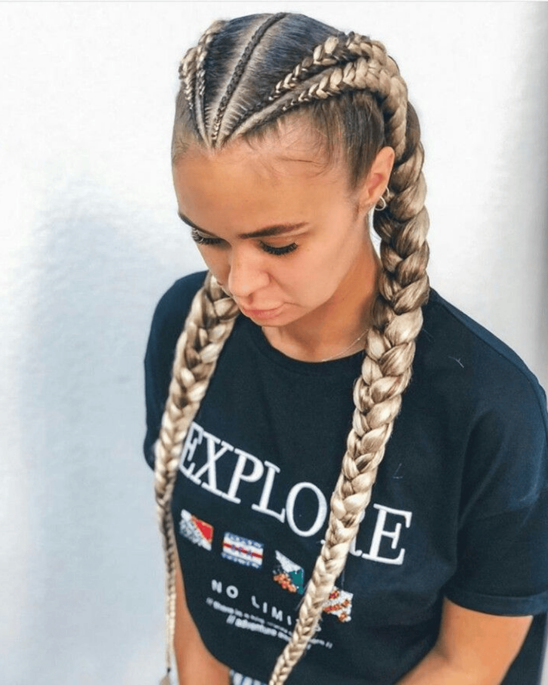 oily hairstyle double boxer braids