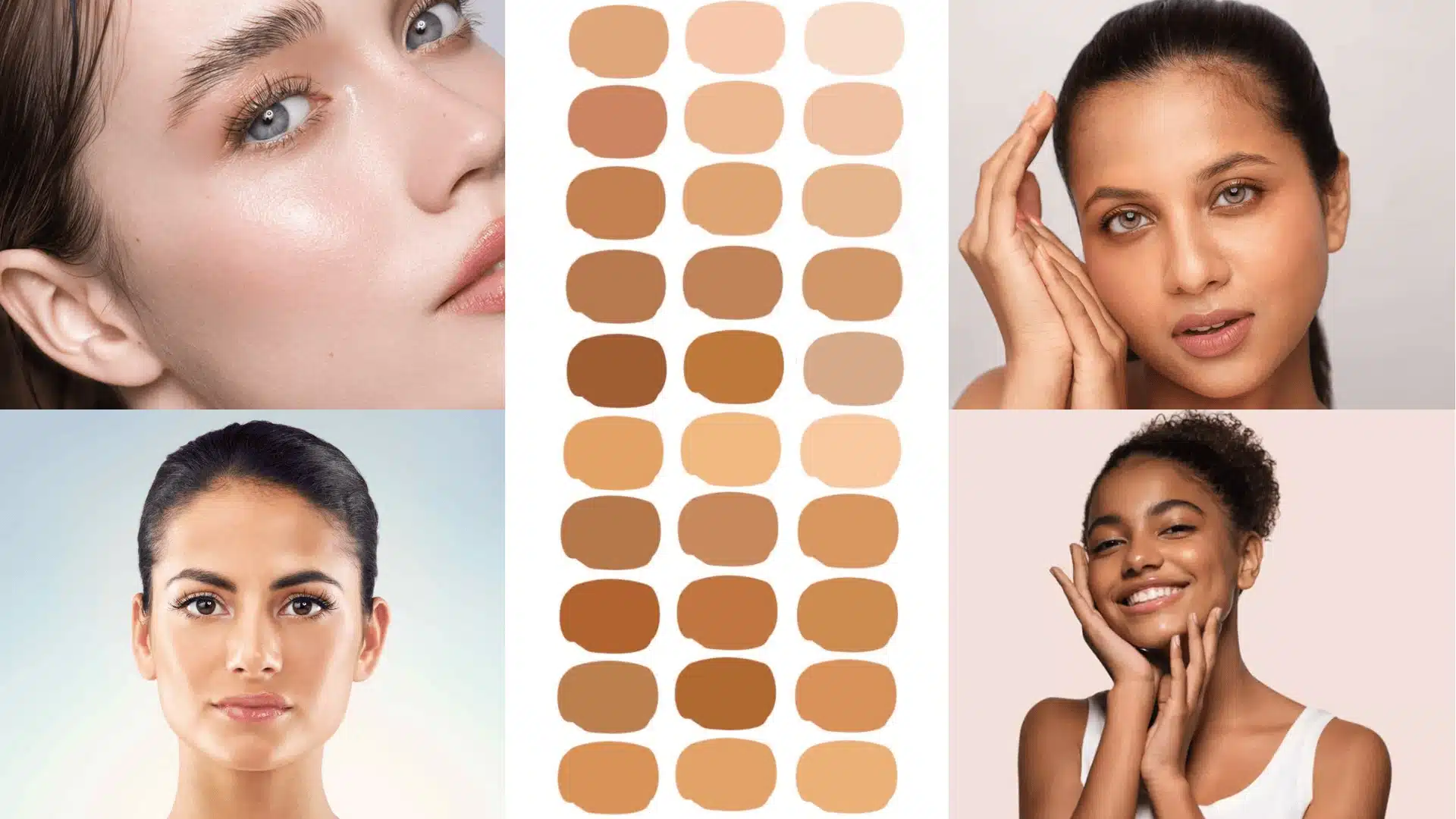 A color palette showcasing various skin tones and undertones