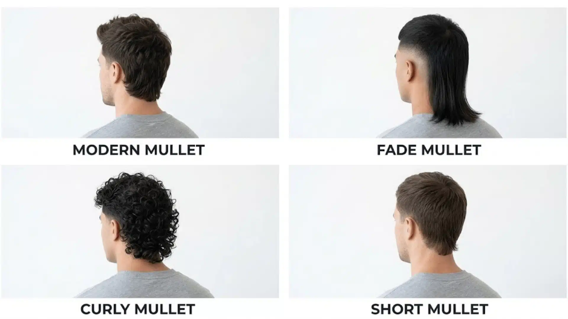 Different mullet variations illustrating mullet haircut