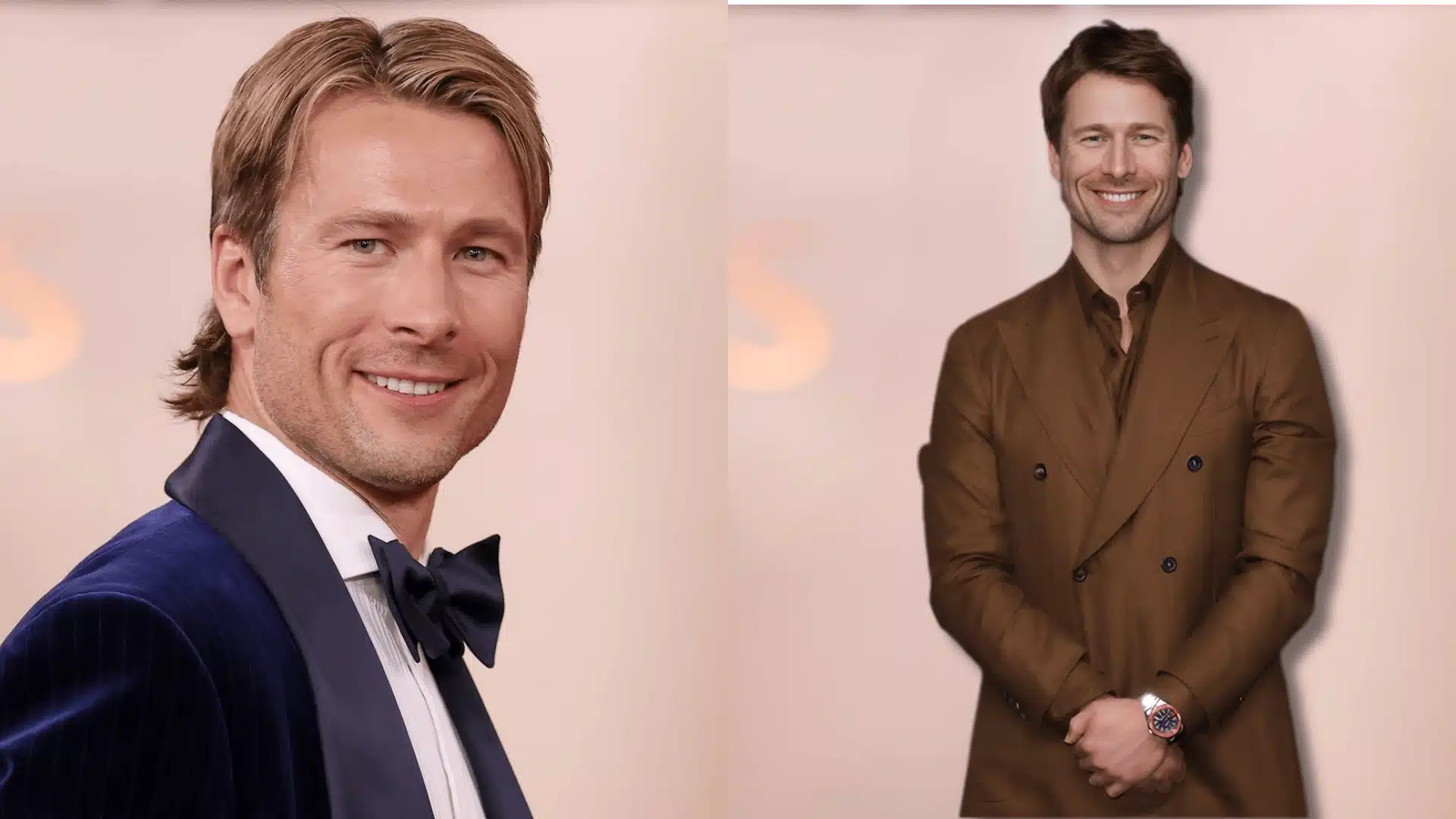 Glen Powell wearing a modern baby mullet at the 2026 Golden Globe Awards