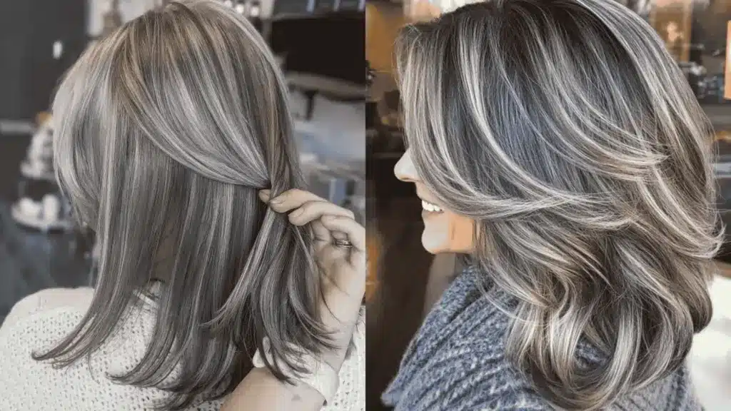 Lowlights vs highlights for grey hair- which wins, a side-by-side difference of ash blonde blends and dimensional streaks