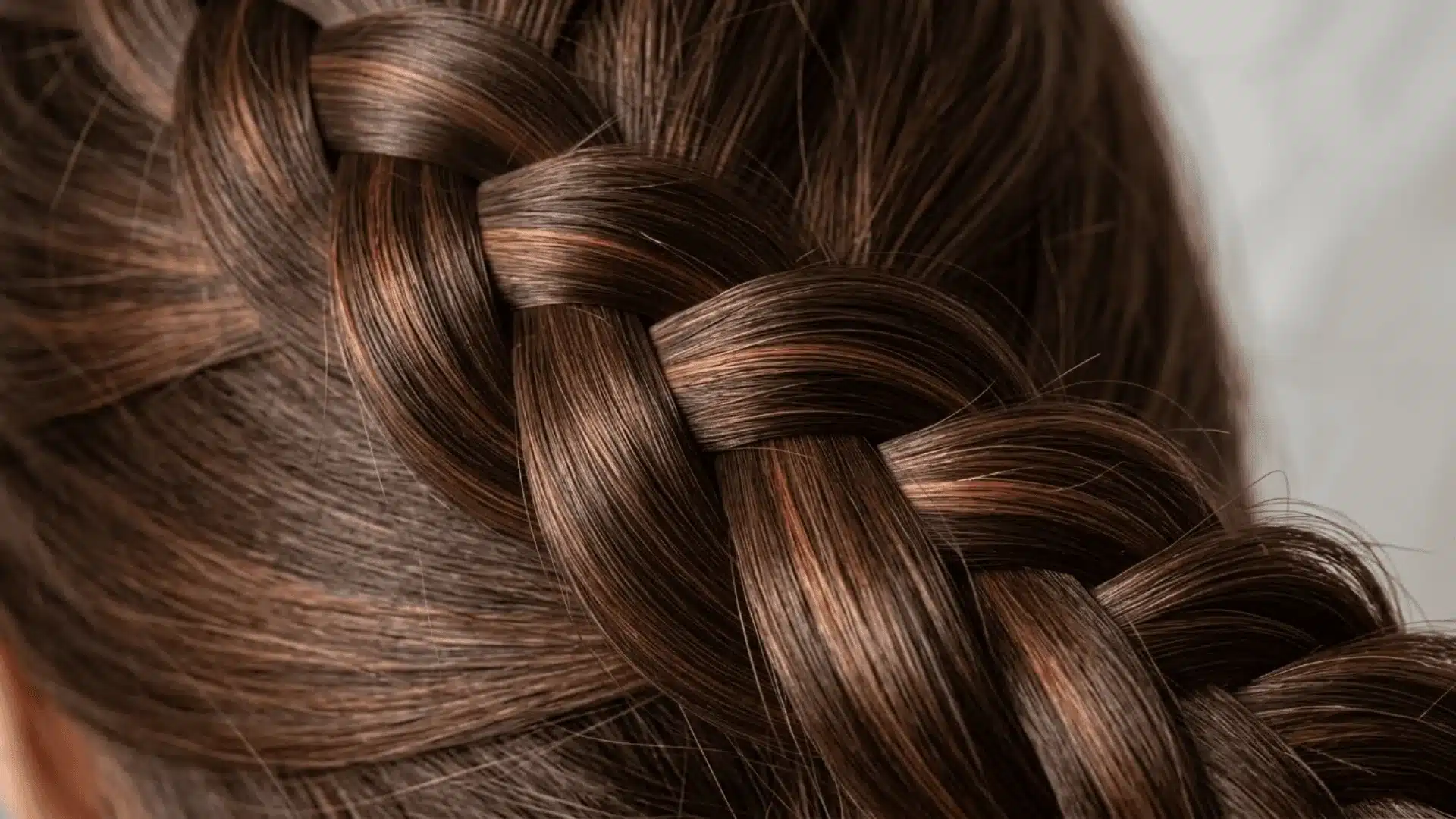 brown hair braid showing chestnut and cinnamon lowlights adding depth and richness