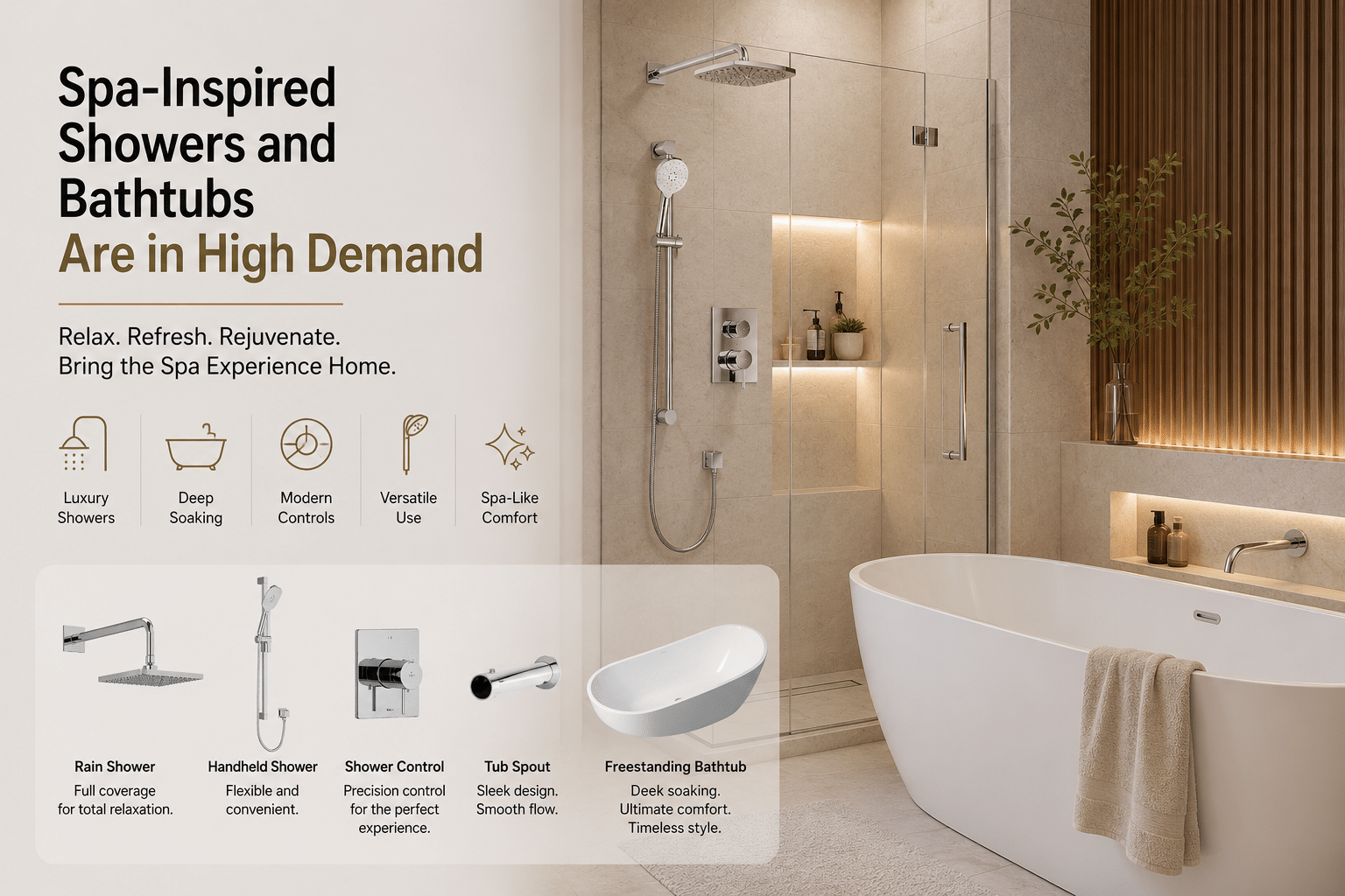 Spa-Inspired Showers and Bathtubs Are in High Demand