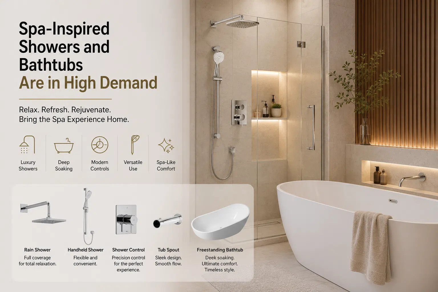 Spa-Inspired Showers and Bathtubs Are in High Demand