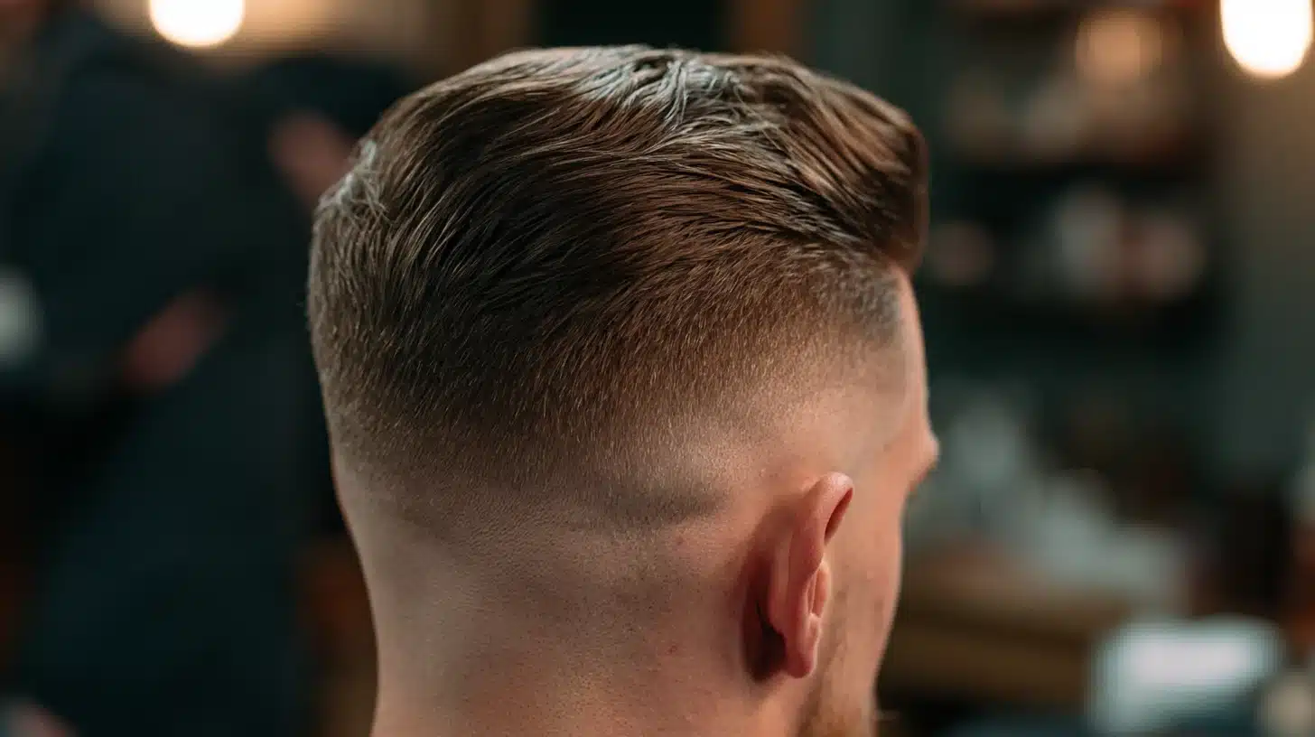 A man with a mid skin fade haircut viewed from the back and side.