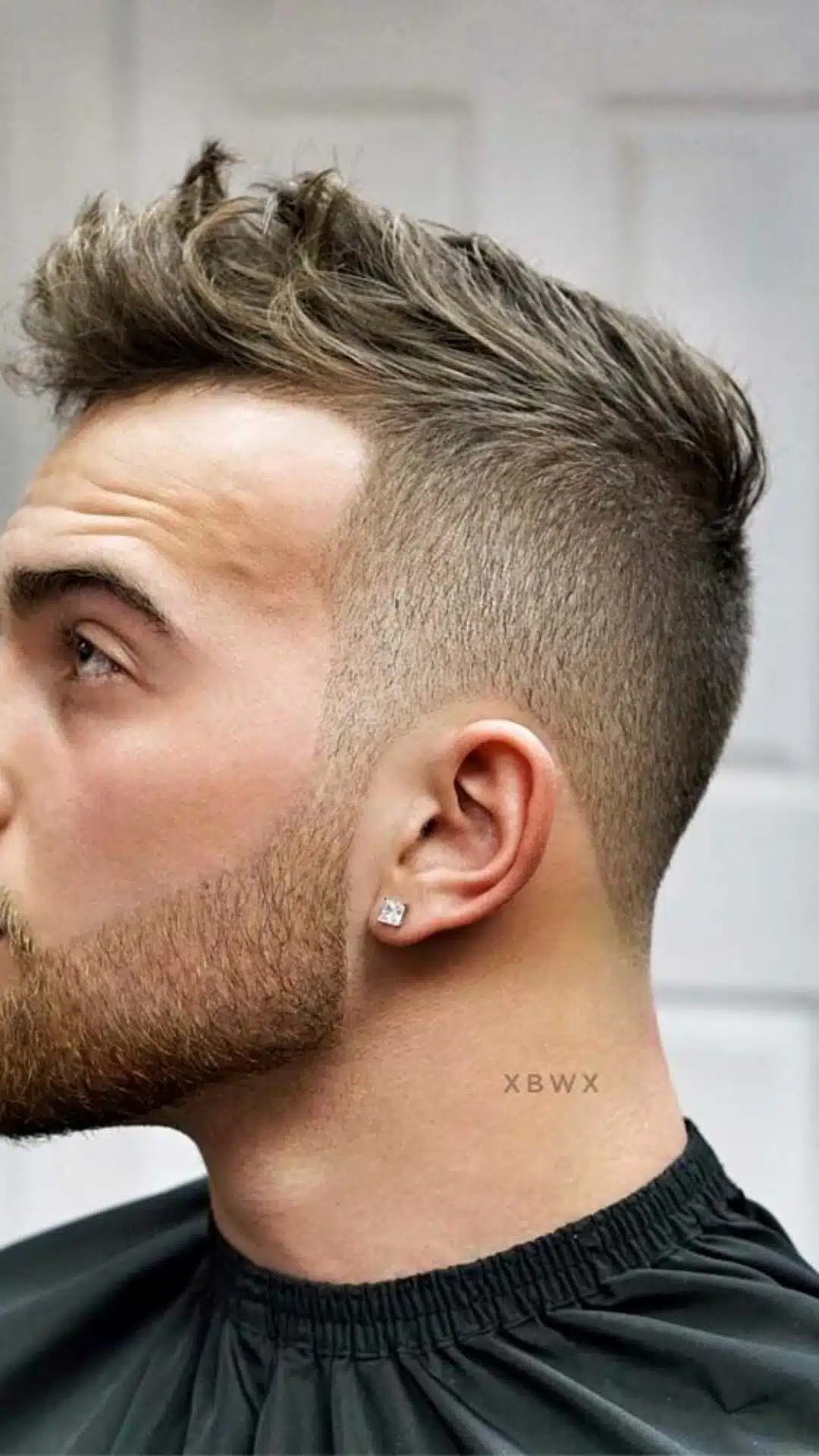 Crew cut with high fade and textured top
