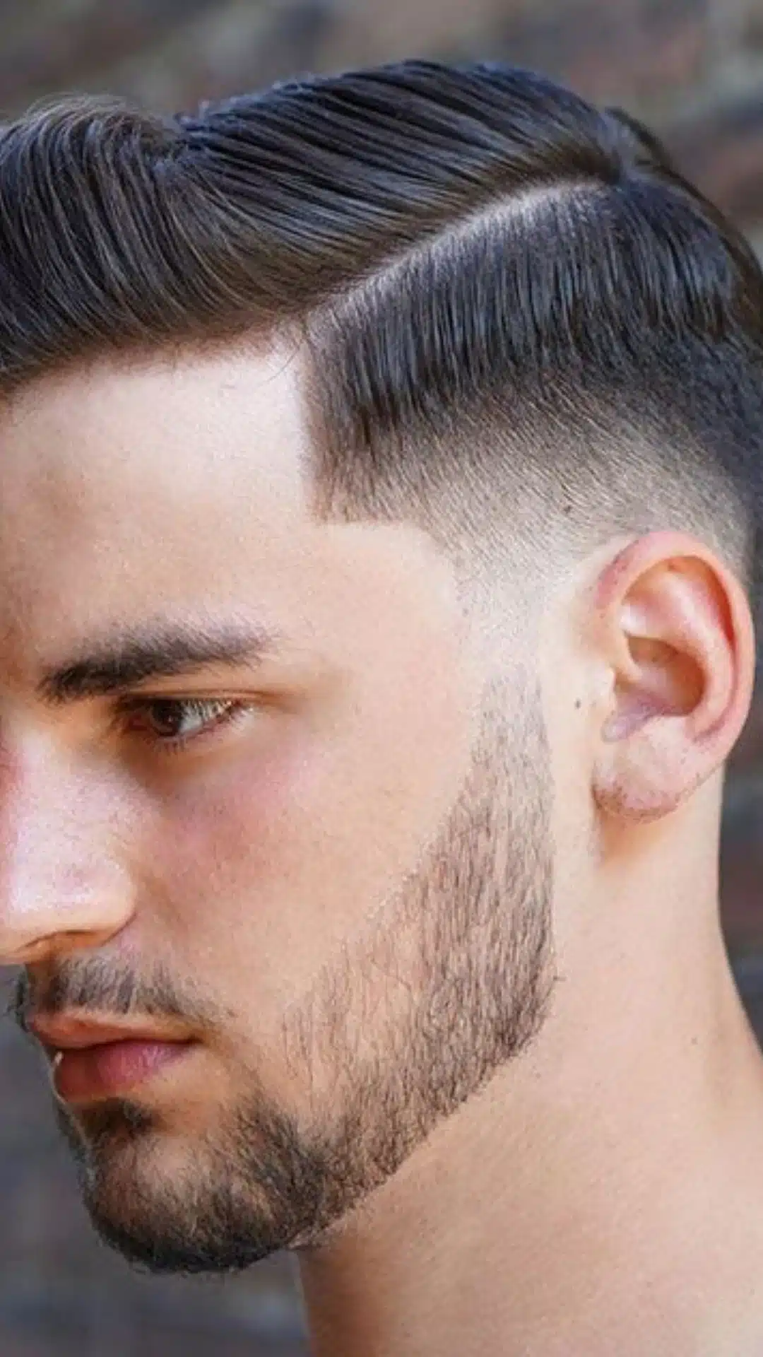 Side part with fade and neatly combed top